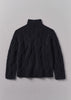 Roll Neck Cable Knit Sweater | Navy